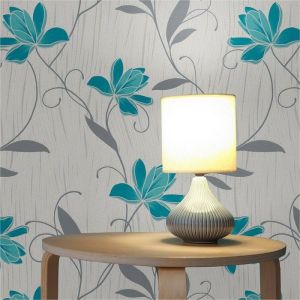 Papier Peint Fleurs Florentin M1-No.2154 Papier peint en papier Bleu Gris Floral