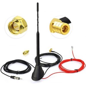HAOPYOU Antenne Voiture Dab Antenne FM Radio Numrique FMAM Combo SMBSMA Mle DIN Mle Adaptateur ANTENNE VOITURE DAB SMB