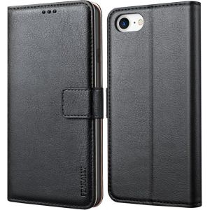 Coque pour iPhone SE 2022 5G/SE 2020/6/6S/7/8Housse de Protection Etui &agrave; Rabat Premium en Cuir PU [Pochette de Portefeuille]Noir