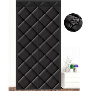 Rideau de porte magn&eacute;tique isolant thermique avec rideau en coton imperm&eacute;able pour chambre chauff&eacute;e salon (noir 100 x 210 cm)