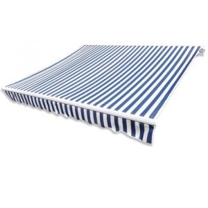 Haute qualité Store banne en toile Bleu et Blanc 3 x 25 m (Cadre non inclus)