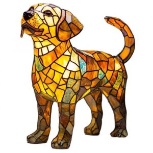 Lampe en vitrail en forme danimal Lampe vintage en verre teinté en forme de chien Veilleuse chevet forme danimal.interface USB
