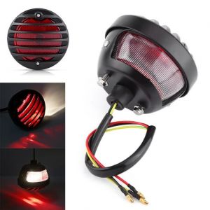 Feu stop Feu arrière de moto rond noir pour Scooters Bobber Chopper ATV