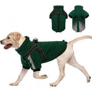 Manteau chaud et coupe-vent pour chien - VETOBIOL - Vert - Large - Fermeture &eacute;clair - R&eacute;fl&eacute;chissant - Polyester