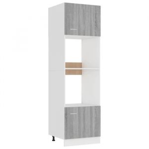 Armoire à micro-ondes Meuble bas cuisine Armoire rangement Sonoma gris 60x57x207cm 7962164 FrenchDays