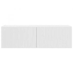 Printemps 2026 SoldesMeuble TV Suspendu - Armoire multim&eacute;dia/Cabinet HIFI Mural - Montage mural Blanc Brillant 98 x 31 x 295 cm 4
