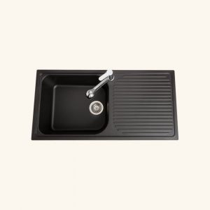 &Eacute;vier granit noir Schock REGALA 1 grand bac 1 &eacute;gouttoir