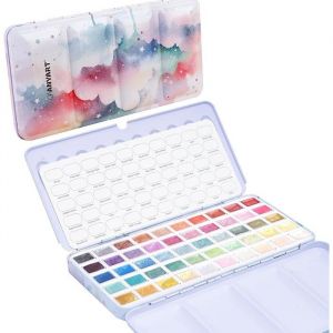 Peinture Aquarelle Adulte M&eacute;tallique 50 Couleurs en Bo&icirc;te Portable Kit Aquarelle Debutant Watercolor 50 couleurs de m KIT DE DESSIN