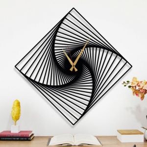 Horloge Murale - DEKORY - Spirale Rectangulaire - 90 cm - Acier - Noir Mat