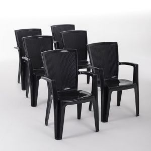 Lot de chaises DIANA en polypropylène renforcé empilables et légères. Usage extérieur (6 Chaises Anthracite)