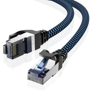 Cable Ethernet 3 metre Câbles Ethernet Cat 8 Réseau RJ45 Haut Débit 40Gbps 2000MHz Nylon Tressé Double Blindage Rallonge Ethernet