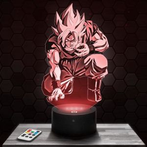 Lampe 3D - Son Goku DBZ - Jouet Figurine Cadeau Dragon Ball Z - Veilleuse Led Tactile avec socle au choix