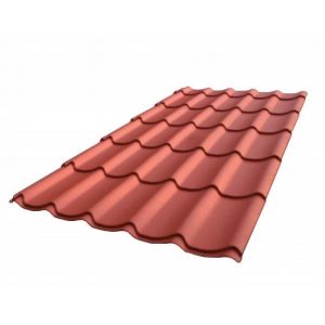 Plaque acier galvanisé laqué mat aspect tuile - L: 1.95 m - l: 1.04 m - Brun rouge mat