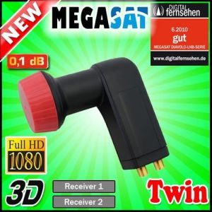 LNB Twin - MEGASAT - Universel Full HD 3D - R&eacute;sistant aux intemp&eacute;ries - 10.7-12.75 GHz - 01 dB