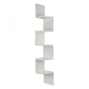 Etagère Murale Blanche - Unité - Meuble dAngle ZigZag - Bois - Panneaux de particules