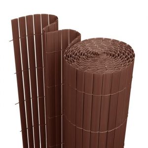 Ikodm Canisse en PVC pour le jardin Balcon ou terrasse Double face Occultant Cloture Marron 140 x 300cm BRANDE