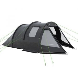 Tente tunnel pour 4 personnes tente de camping 2 chambres protection UV colonne deau de 2000 mm tanchenoir black TENTE DE CAMPING