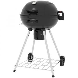 Barbecue au charbon de bois - Grille &Oslash;54 cm - Thermom&egrave;tre int&eacute;gr&eacute; - Bac &agrave; cendres amovible - Roues pratiques