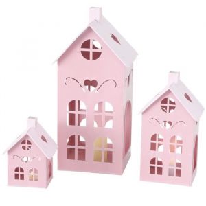 Lanterne - BOLTZE - Kufstein - 3 pi&egrave;ces - M&eacute;tal laqu&eacute; - Rose - D&eacute;coration int&eacute;rieure