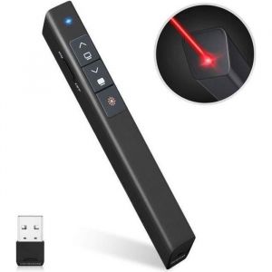 Pointeur Laser Powerpoint Sans Fil 2.4GHz USB 100M Lumi&egrave;re Pointeur T&eacute;l&eacute;commande Volume Stylo avec Flip PowerPoint Clic LBQ86