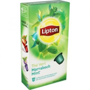 LIPTON 10 Capsules de Th&eacute; vert menthe Marrakech Mint Compatible Nespresso