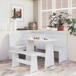 （7292386)Bancs de cuisine/salle &agrave; manger Scandinave - styleBanc dangle REINE 151 cm blanc bois de pin solide