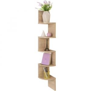 &Eacute;tag&egrave;re dangle - Biblioth&egrave;que dangle Scandinave Moderne et Minimaliste avec 5 Tablettes Robustes et R&eacute;sistantes Ch&ecirc;ne Sono A63