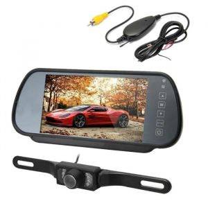 TD® Caméra de Recul 7 LCD TFT Moniteur Rétroviseur Caméra de Recul Sans Fil pour Voiture Automatique/