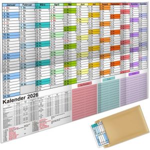 Calendrier mural 2026 - Grand format A1 - Calendrier annuel - Calendrier mural - 57 cm x 87 cm - En allemand