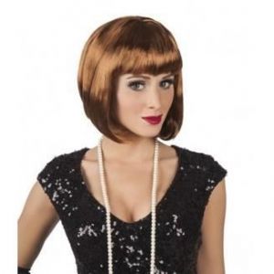 Perruque - 41 - Femme - Ch&acirc;tain - Synth&eacute;tique - Coupe au carr&eacute; avec frange