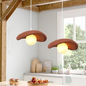 iDEGU 2pcs Lustre Suspension Vintage30cm G9 Lampe de Plafond Industriel Abat-jour en Ciment Retro Orange Luminaire Lumi&egrave;re chaude