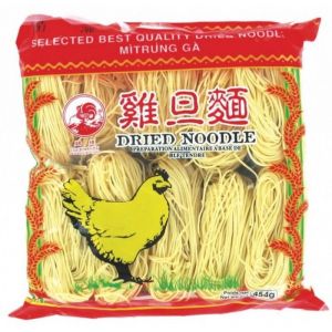 Nouilles chinoises fines à base doeufs Mitrung Ga - Marque Coq - 454G 3 sachets
