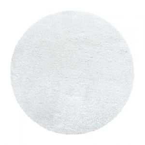 Tapis Salon Tapis Uni Shaggy Moelleux Chambre Doux à Poils Longs Tapis Blanc Tapis 200 cm Rond