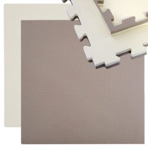 Tapis de sport 90x90cm Puzzle en mousse extensible Inclus encadrement Beige Marron