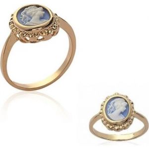 Bague Symbole Camée Bleu - BIJOUXIA - Plaqué or 18 Carats - Oxyde de zirconium