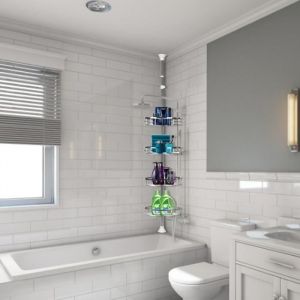 ZYIFANYD &eacute;tag&egrave;re en Acier Inoxydable pour Douche dangle t&eacute;lescopique Extensible jusqu&agrave; 285 cm