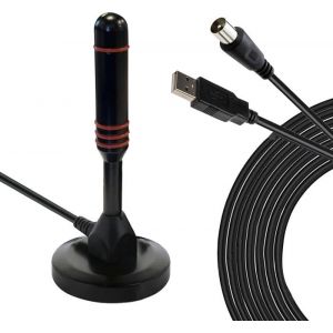 HDLine & Leyf HD990T Antenne TV İntérieur PuissanteHigh Gain VHFUVFFM DVBT2 Décodeur TNT HD Terrestre/Antenne à Base magnétique