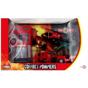 coffret véhicules de pompiers + caserne de pompier