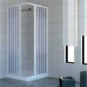 Cabine paroi de douche en Plastique PVC mod. Acquario 80x100 cm avec ouverture centrale