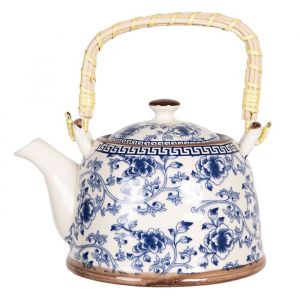 Théière avec filtre 800 ml Bleu Porcelaine Rond Fleurs 6CETE0087
