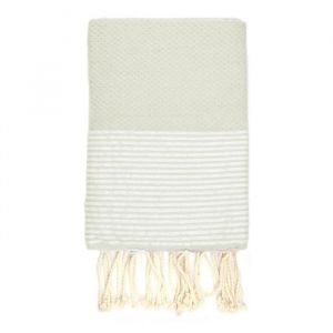 Fouta - LA MAISON DAMELIE - Lilane gris ciment - 100x200 cm - tissage nid dabeille - franges