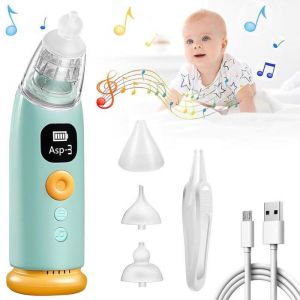 JORMFTTE Mouche B&eacute;b&eacute; &Eacute;lectrique3 t&ecirc;tes de rechange avec 3 niveaux daspiration Musique et Lumi&egrave;re ApaisantesNasal Aspirator B&eacute;b&eacute;