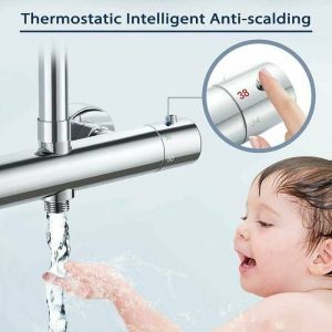Mitigeur de douche thermostatique en laiton 2 sorties robinet avec double sortie haut et bas couleurs multiples YYV