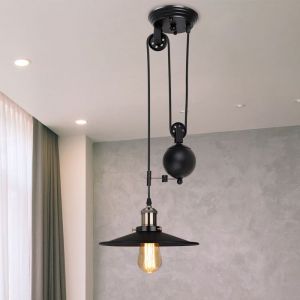 SNOGOLD Lustre Suspension à Poulie en Fer Vintage E27 Plafonnier à Poulie Rétractable Industriel pour Cuisine Salle à Manger