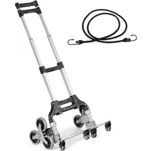DREAMADE Diable Pliable dEscalier en Alum avec 3 Hauteur Réglable et CordeCharge Max 80kg avec 4 Roues Universelles pour Achats