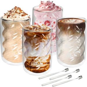 Tasse &agrave; Caf&eacute; Double ParoiVerre &agrave; Double ParoiVerres &agrave; ExpressoConvient Pour Latte Macchiato Cappuccino Multico SERVICE A CAFE