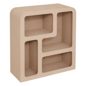 Etag&egrave;re meuble de rangement 4 niches coloris Beige - Longueur 75 cm x Largeur 30 cm x Hauteur 85 cm