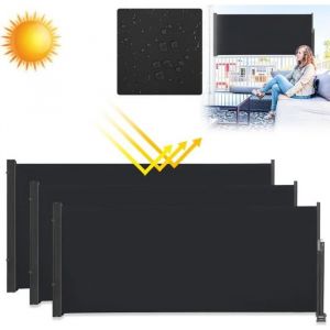 Store lat&eacute;ral XMTECH 120x300cm - Brise-vue Auvent en polyester - Balcon jardin - Noir