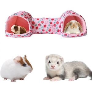 Tunnel Lit pour HamsterLits Cachette pour Rongeurs - Accessoires Lavables en Machine pour Cage Lapin Furet Cochon Inde Rose r JOUET