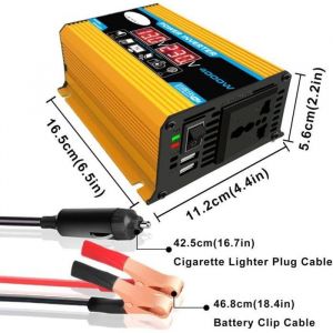 4000W 12V &agrave; 220V - 110V double USB LED convertisseur de puissance de voiture onduleur modifi&eacute; vague noir 12V &agrave; 220V